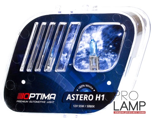 Галогеновые лампы Optima Astero H1 +80% — Optima Astero White hash1 H1 2