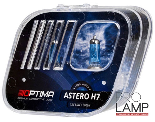 Галогеновые лампы Optima Astero H7 +80%