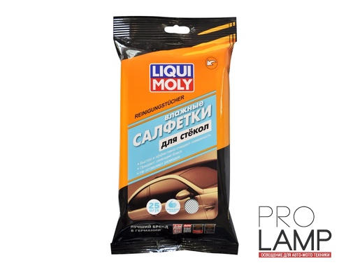 Влажные салфетки для стекол, фар и зеркал — salfetki vlagnie liqui moly reinigungstucher dlya sekol zerkal i far 77168 1